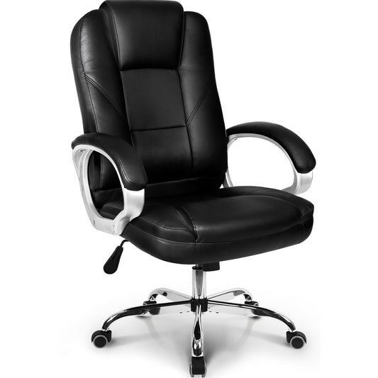 BLC 社長椅子 高級 PUレザー ワークチェア 事務椅子 オフィスチェア ゲーミングチェア 人間工学 PCチェア 高さ調整 ス ハイバックチェア ジェットブラック