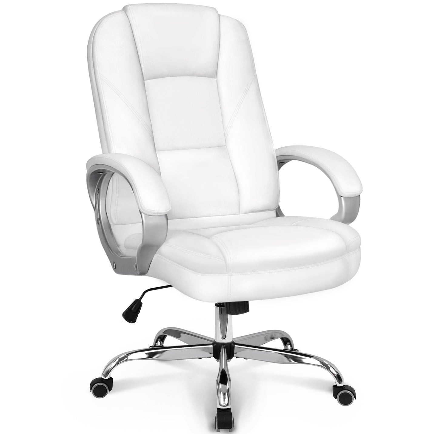 BLC 社長椅子 パソコンチェア PUレザー ハイバック ホワイト