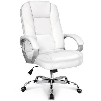 BLC 社長椅子 パソコンチェア PUレザー ハイバック ホワイト