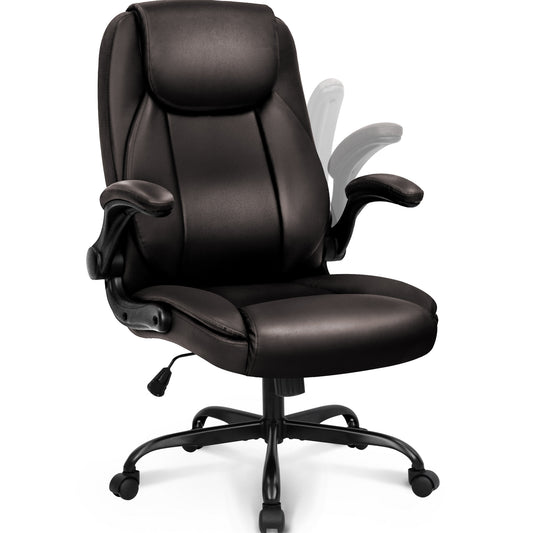 H-PAC 社長椅子 高級 オフィスチェア ワークチェア 事務椅子 ゲーミング 人間工学 PCチェア ハイバック 高さ調整 ブラウン