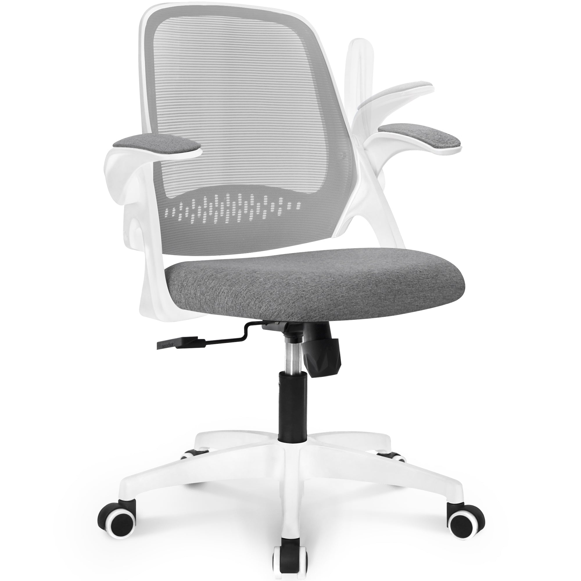 NEC オフィスチェア メッシュ デスクチェア 跳ね上げ式アームレスト 事務椅子 人間工学 PCチェア グレー
